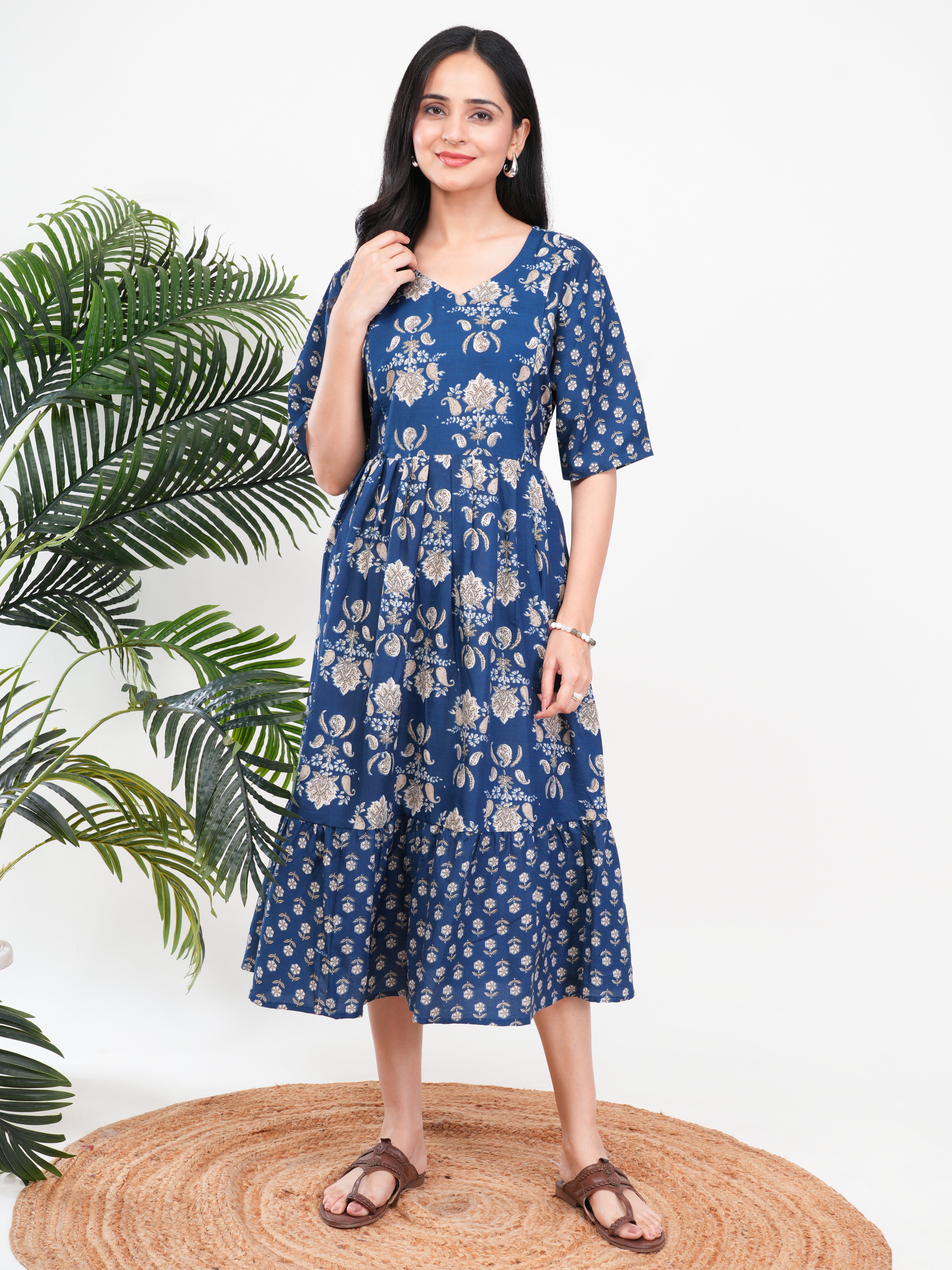 Blue Printed Feeding Single Kurti