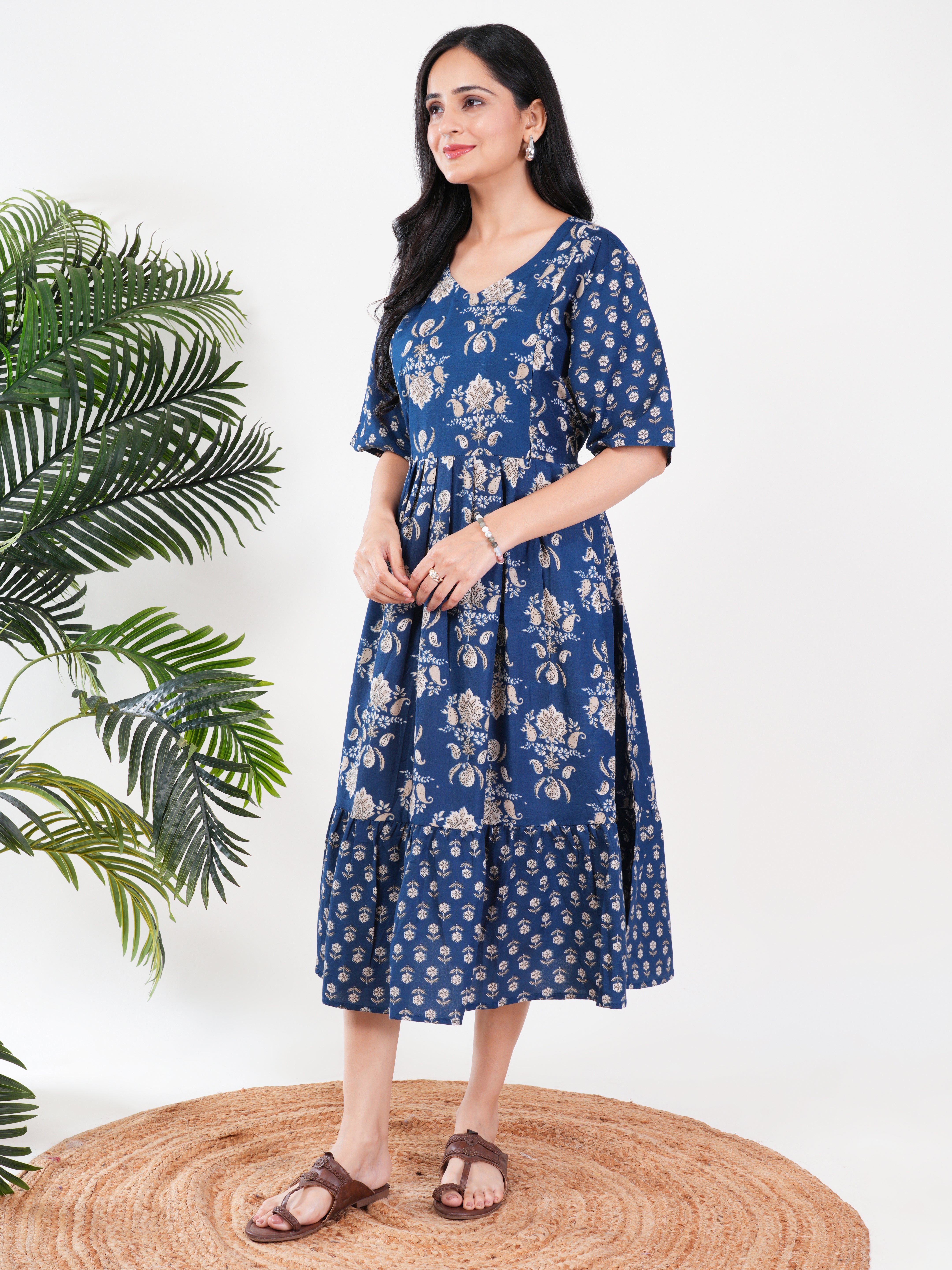 Blue Printed Feeding Single Kurti