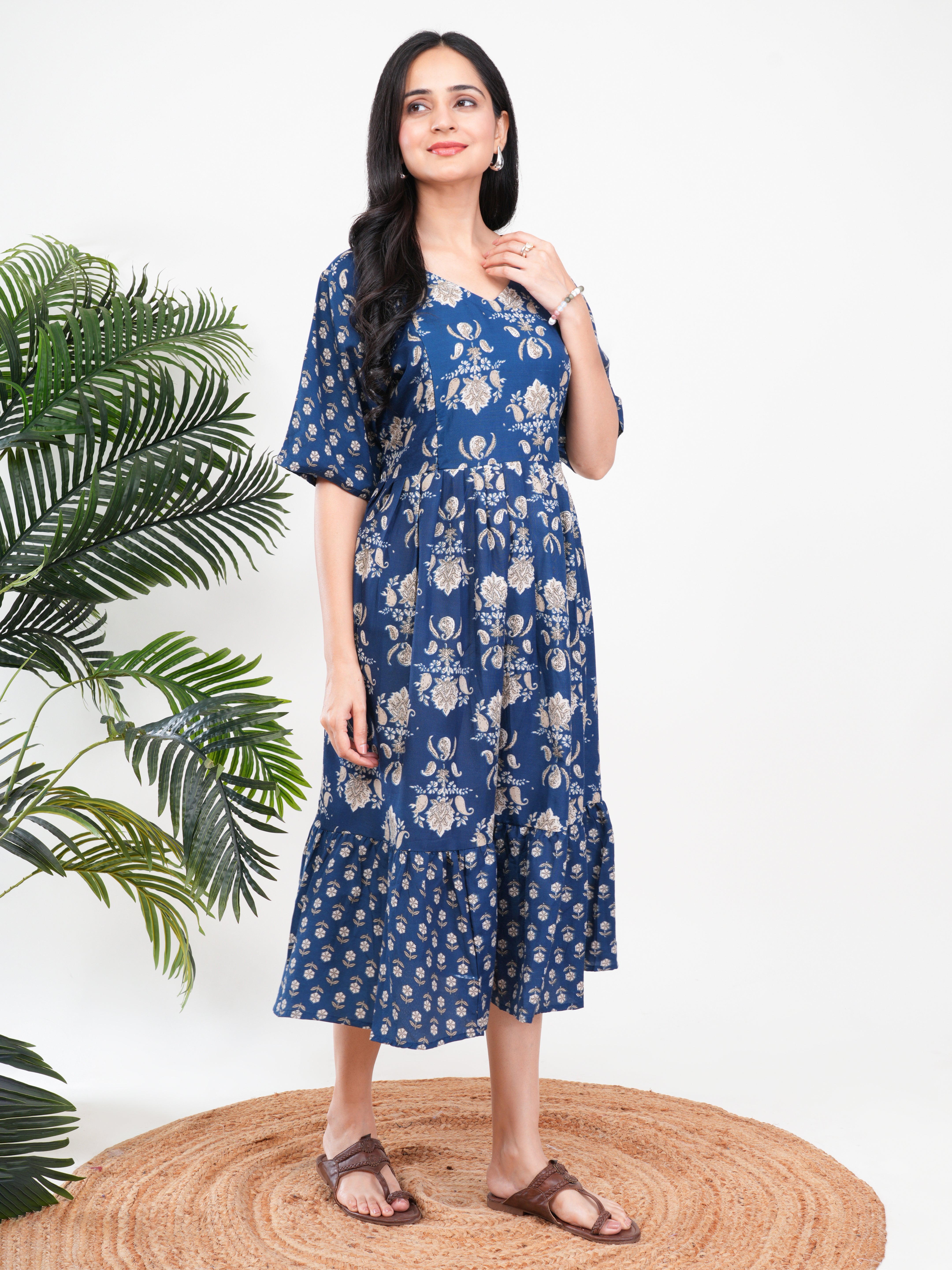 Blue Printed Feeding Single Kurti