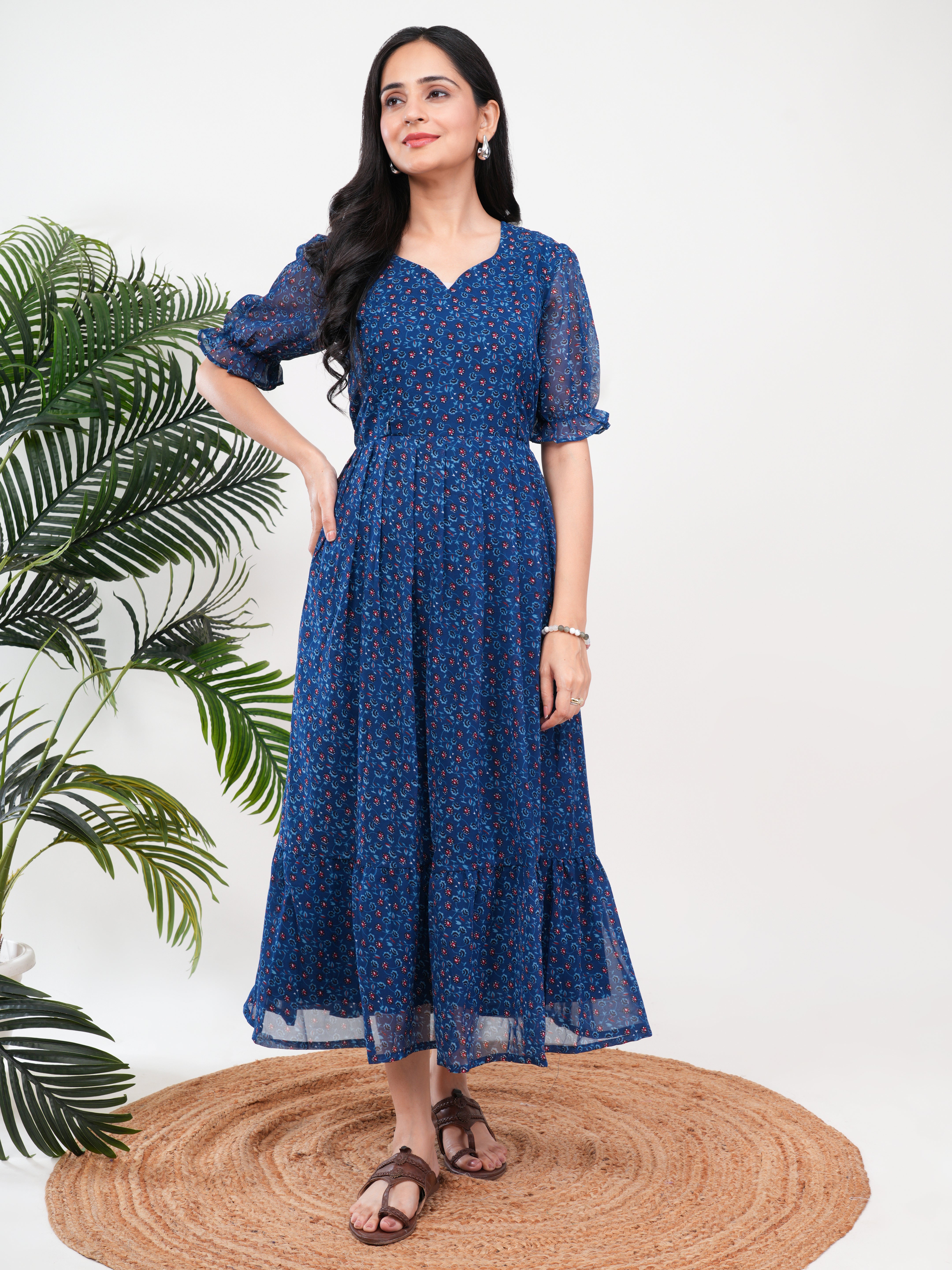 Navy Printed Feeding Single Kurti