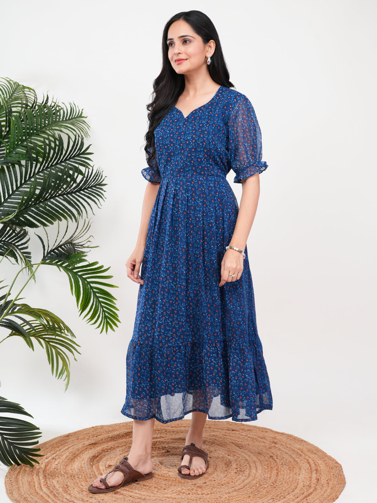 Navy Printed Feeding Single Kurti