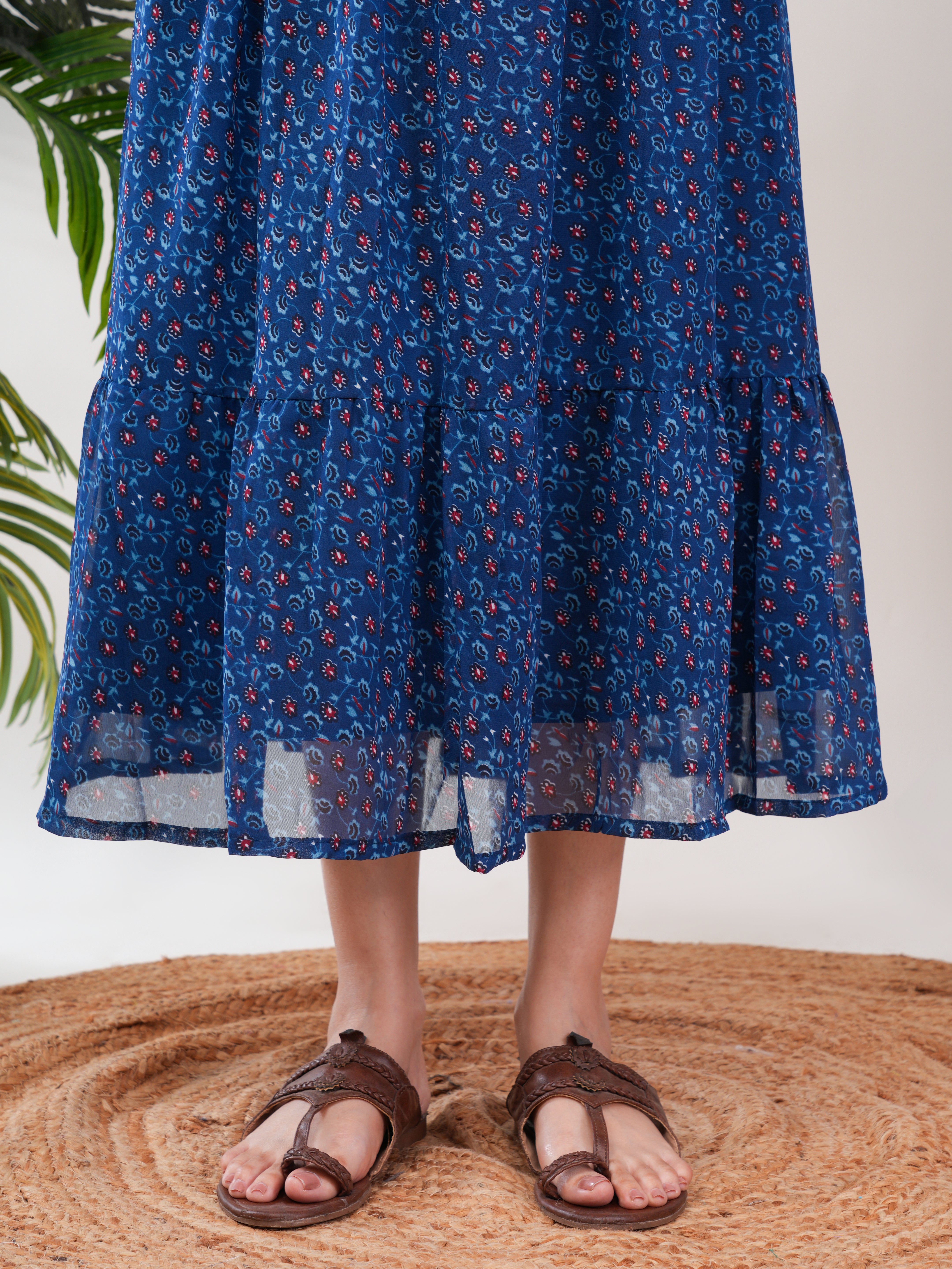 Navy Printed Feeding Single Kurti