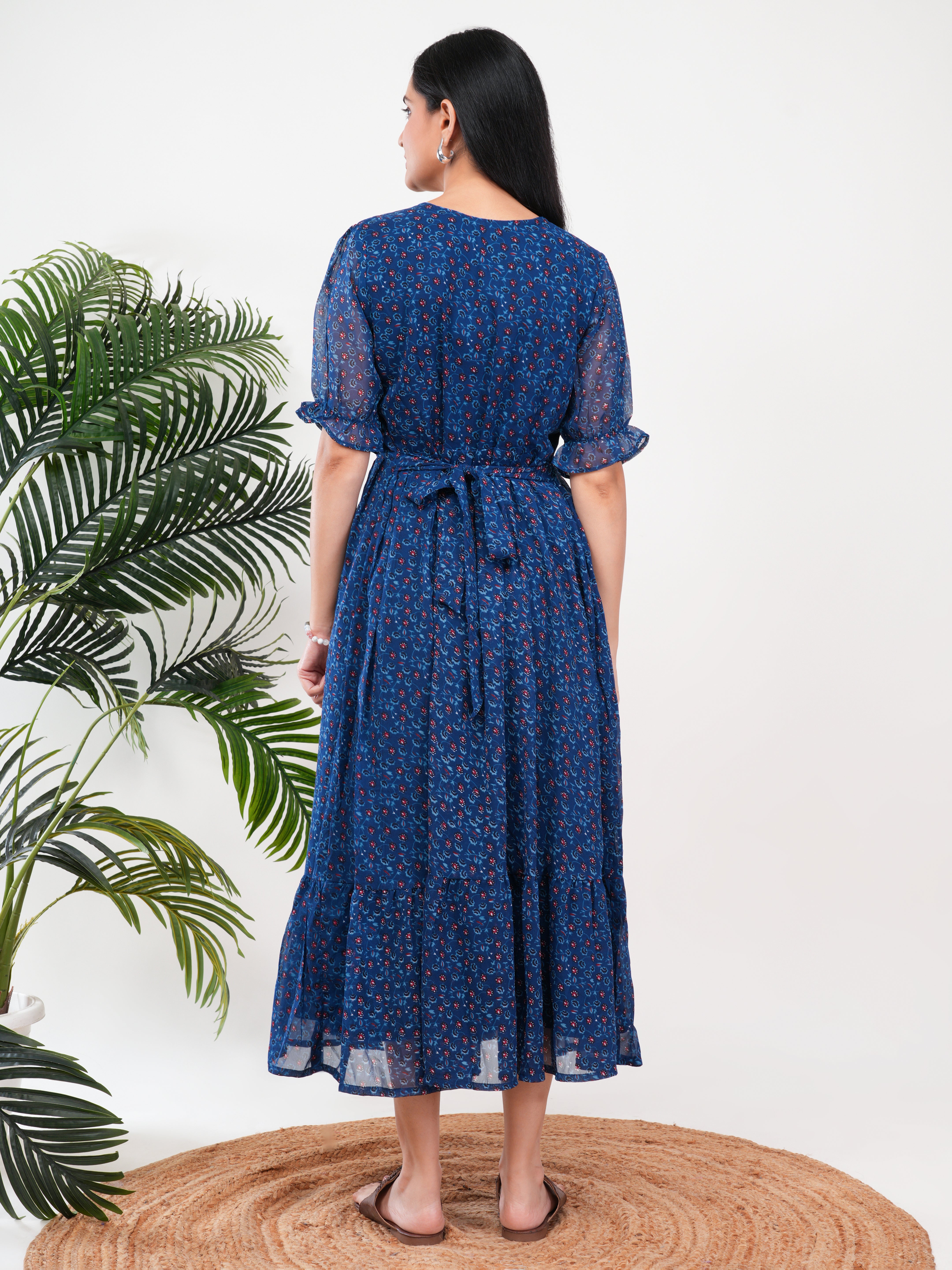 Navy Printed Feeding Single Kurti