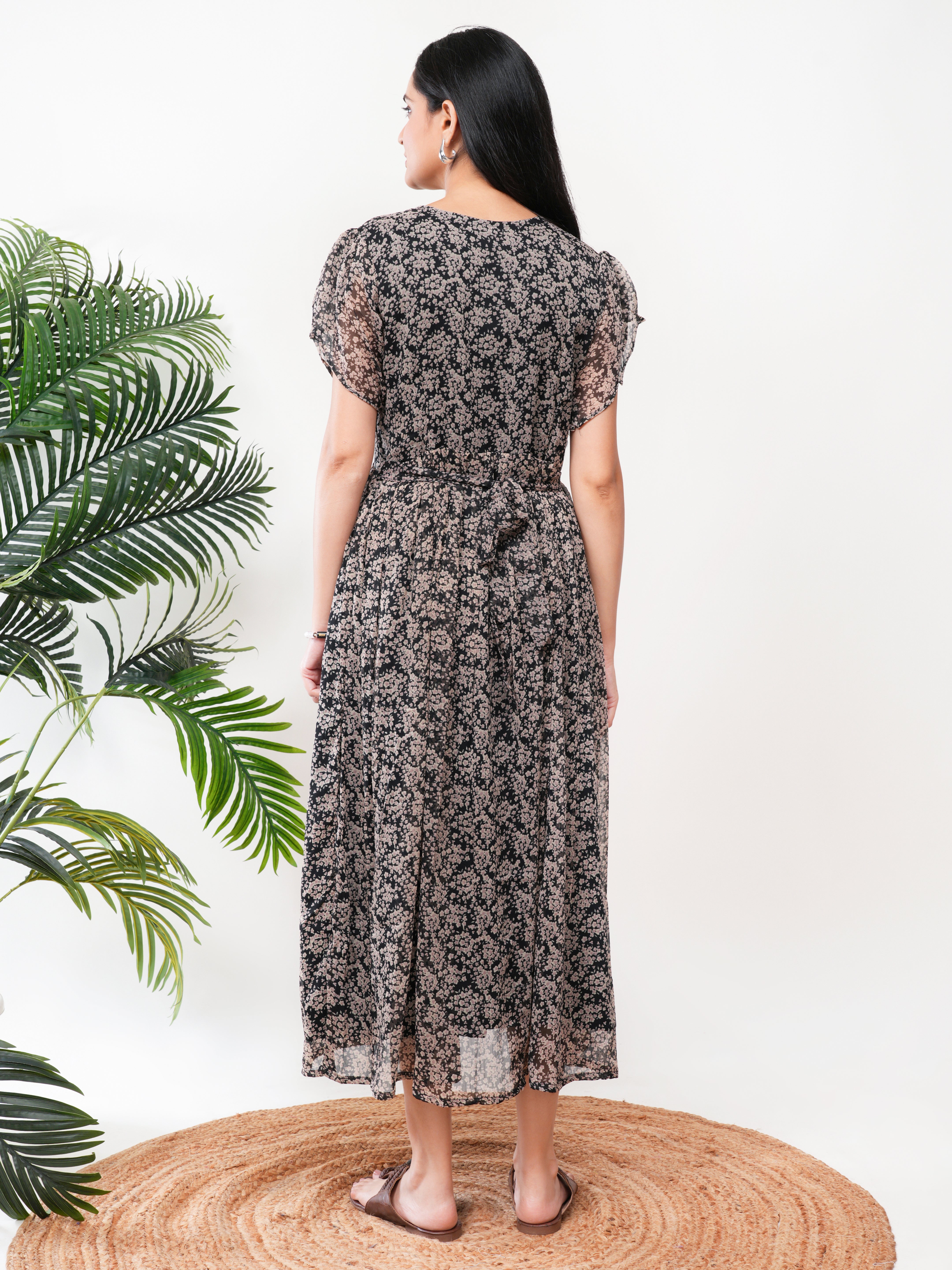 Black Floral Feeding Single Kurti