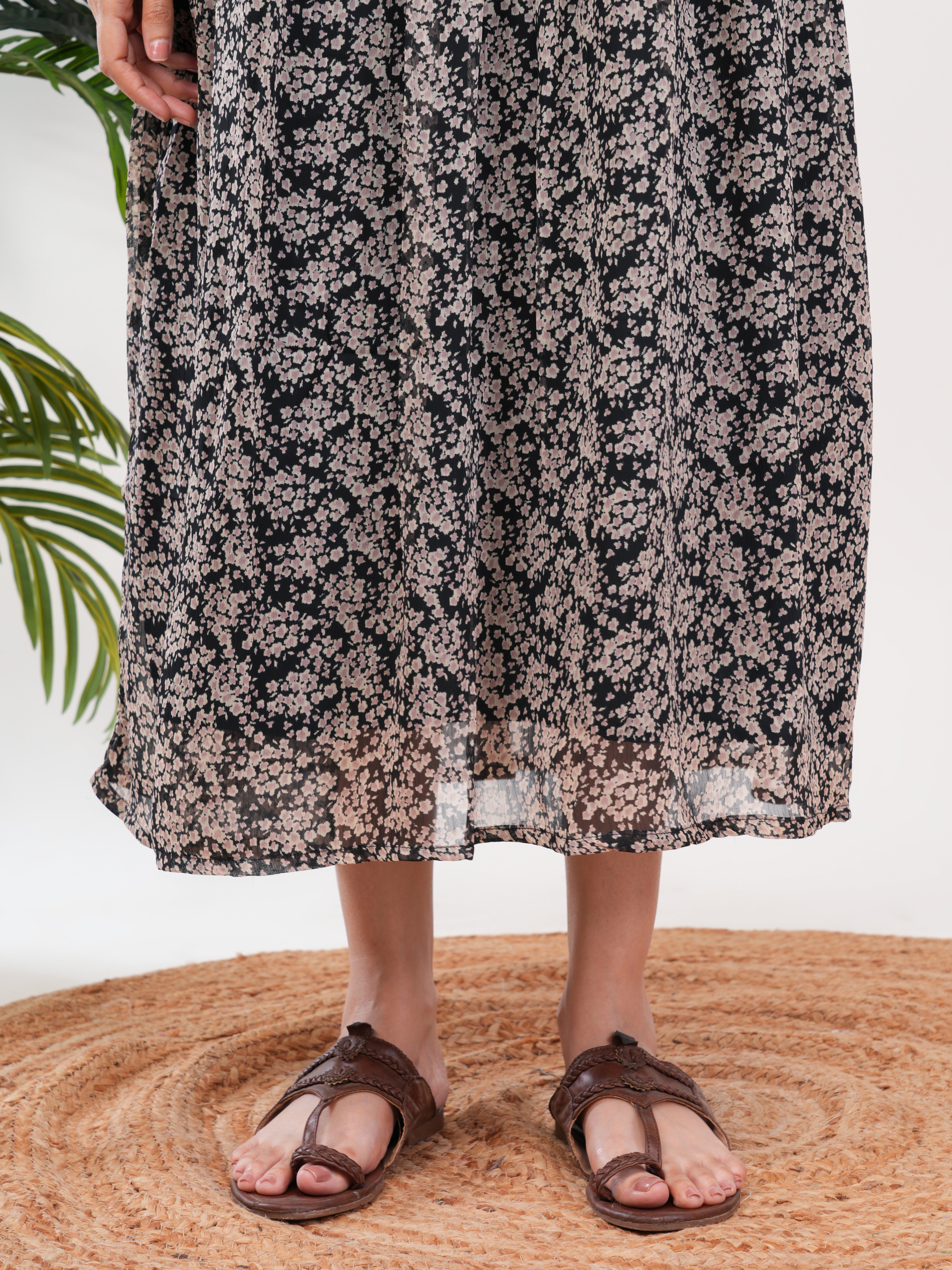 Black Floral Feeding Single Kurti