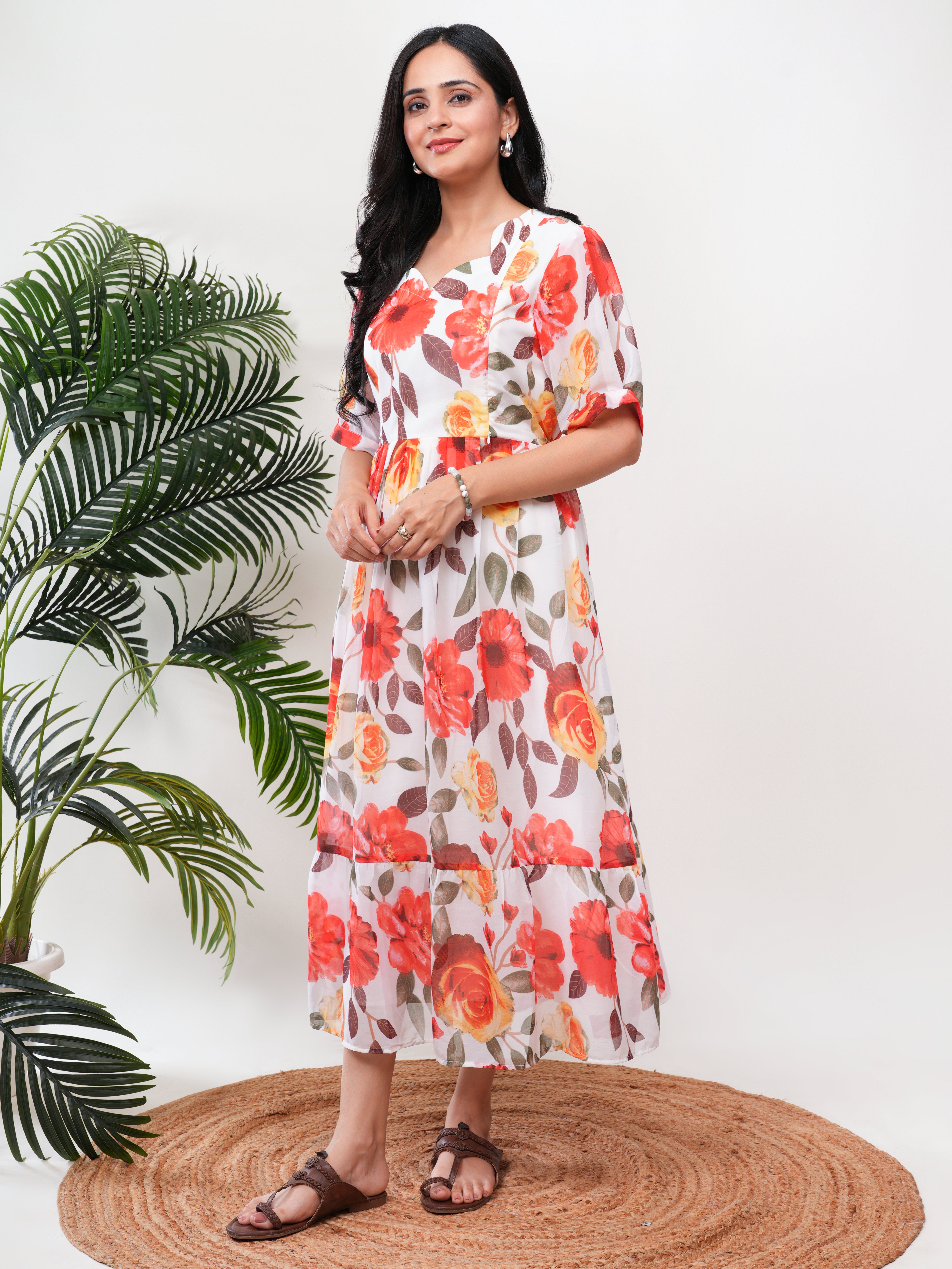 Ivory Floral Feeding Single Kurti