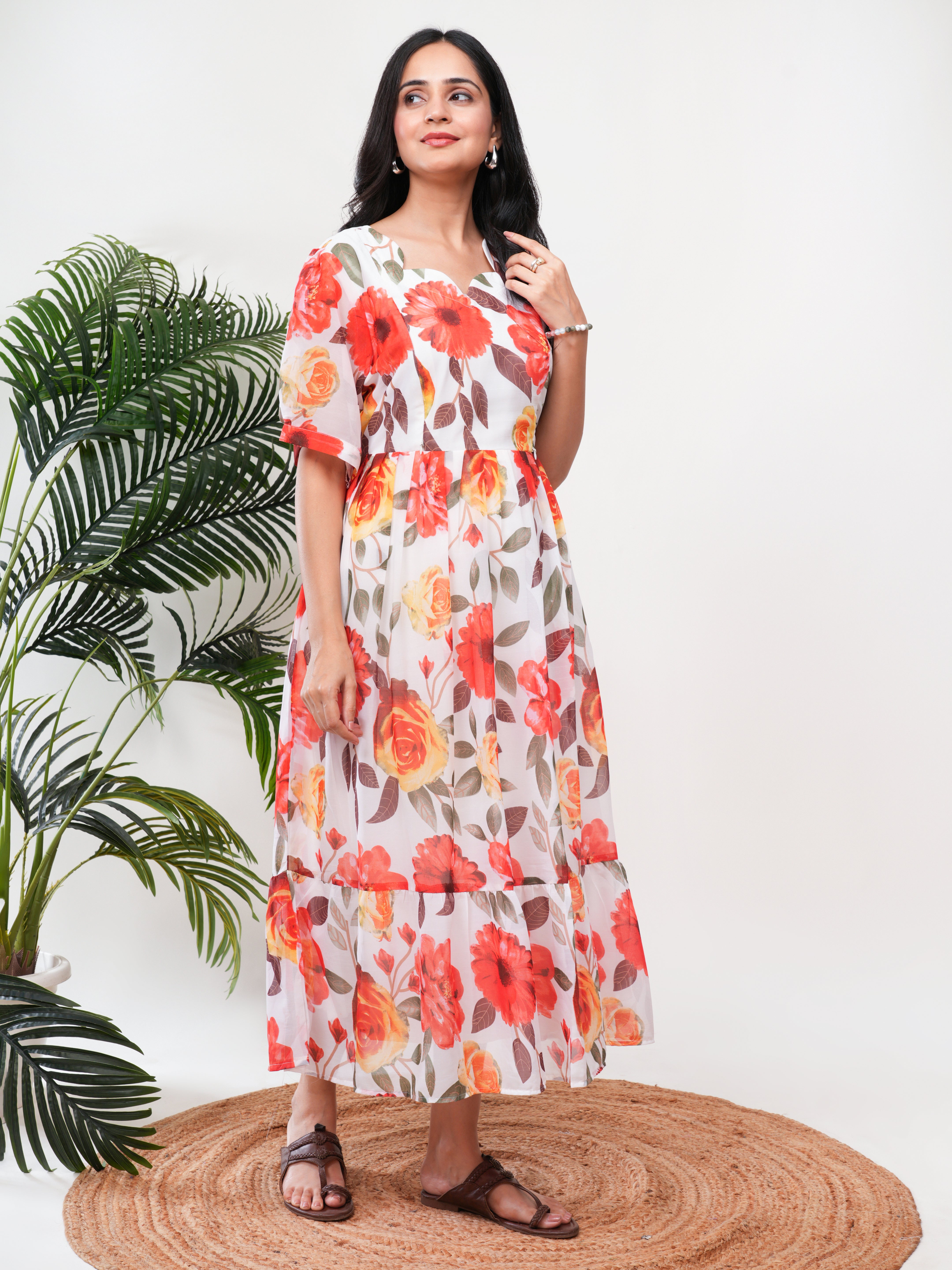 Ivory Floral Feeding Single Kurti