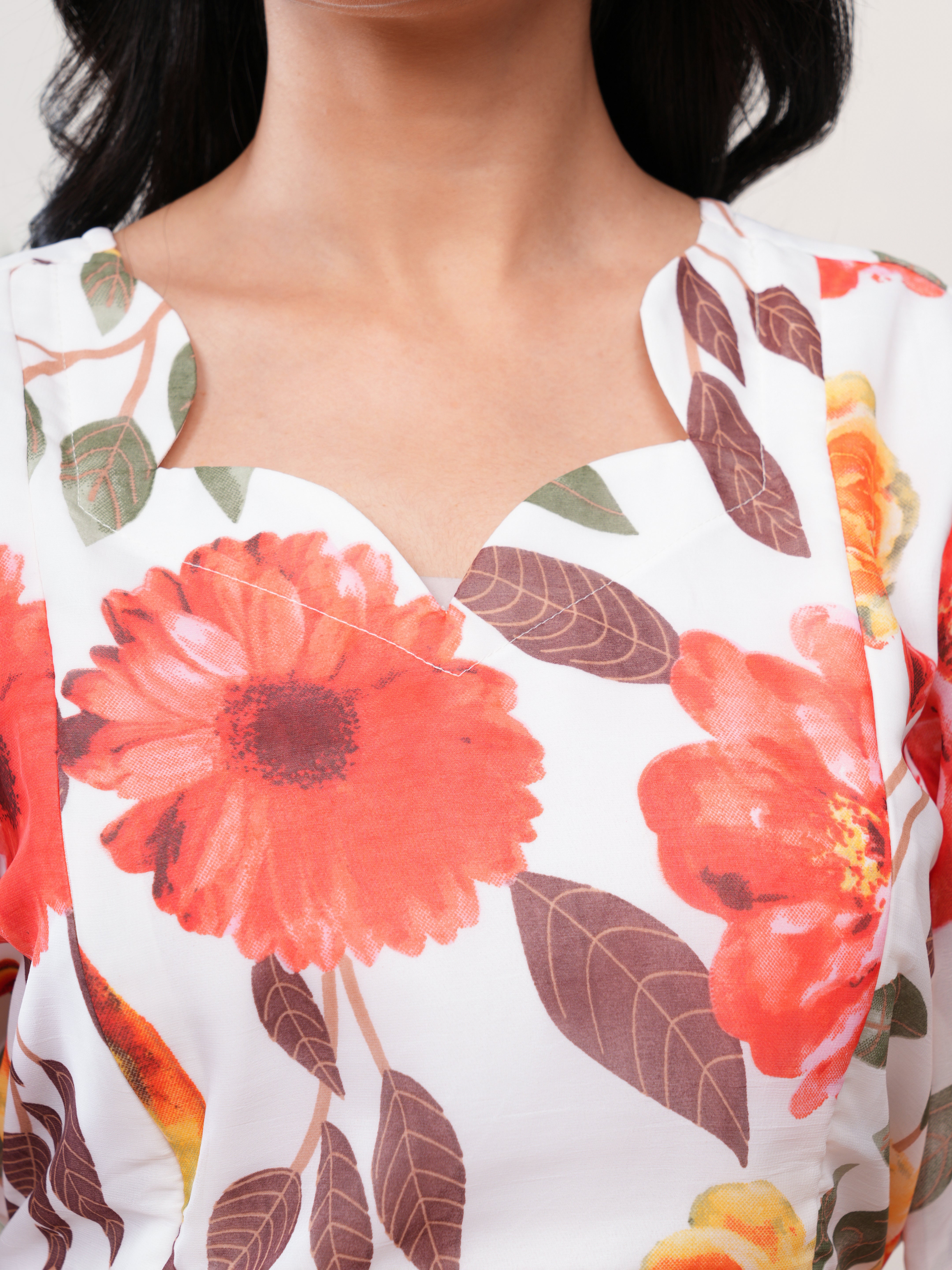 Ivory Floral Feeding Single Kurti