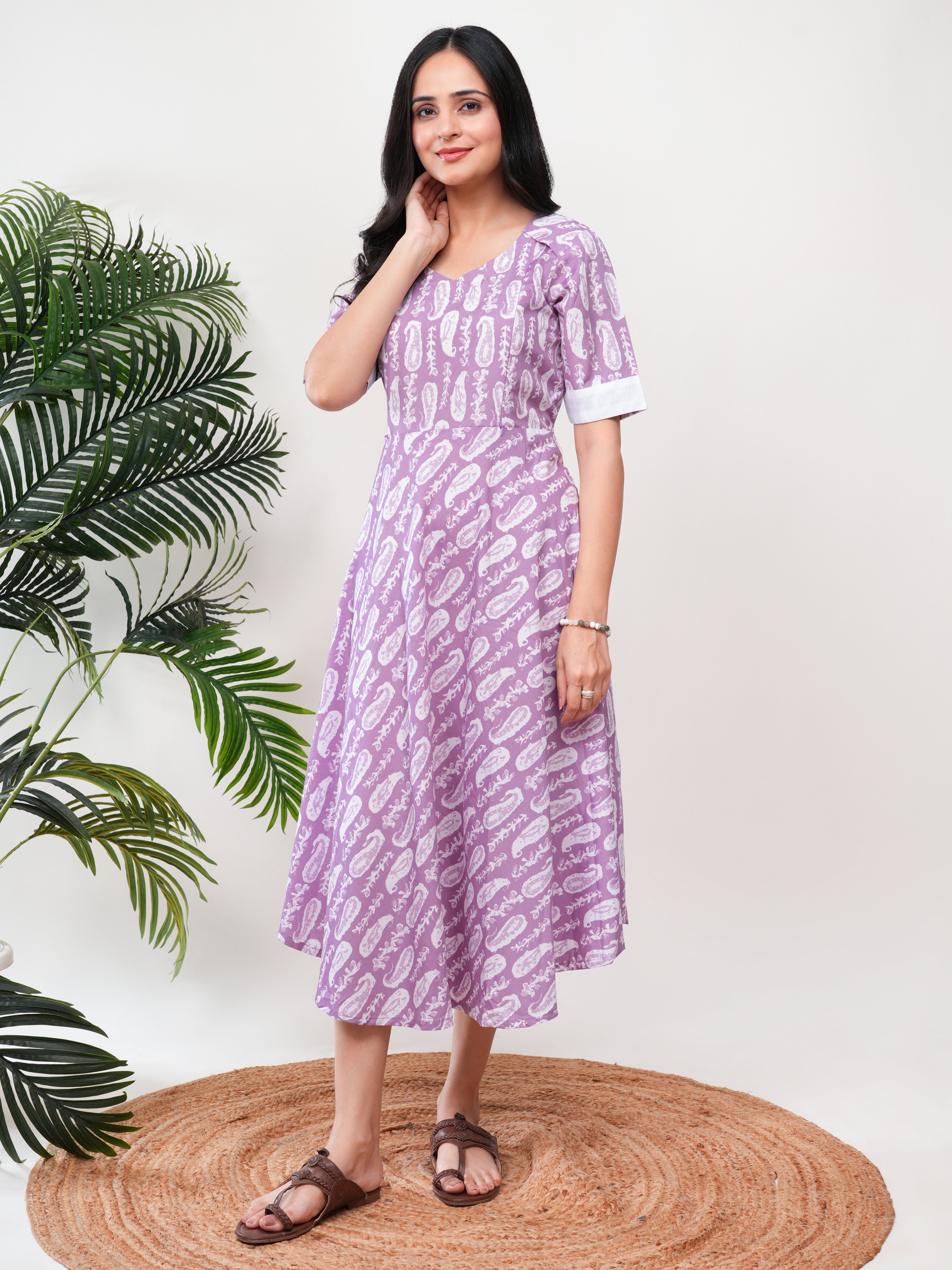 Lavender Print Feeding Single Kurti