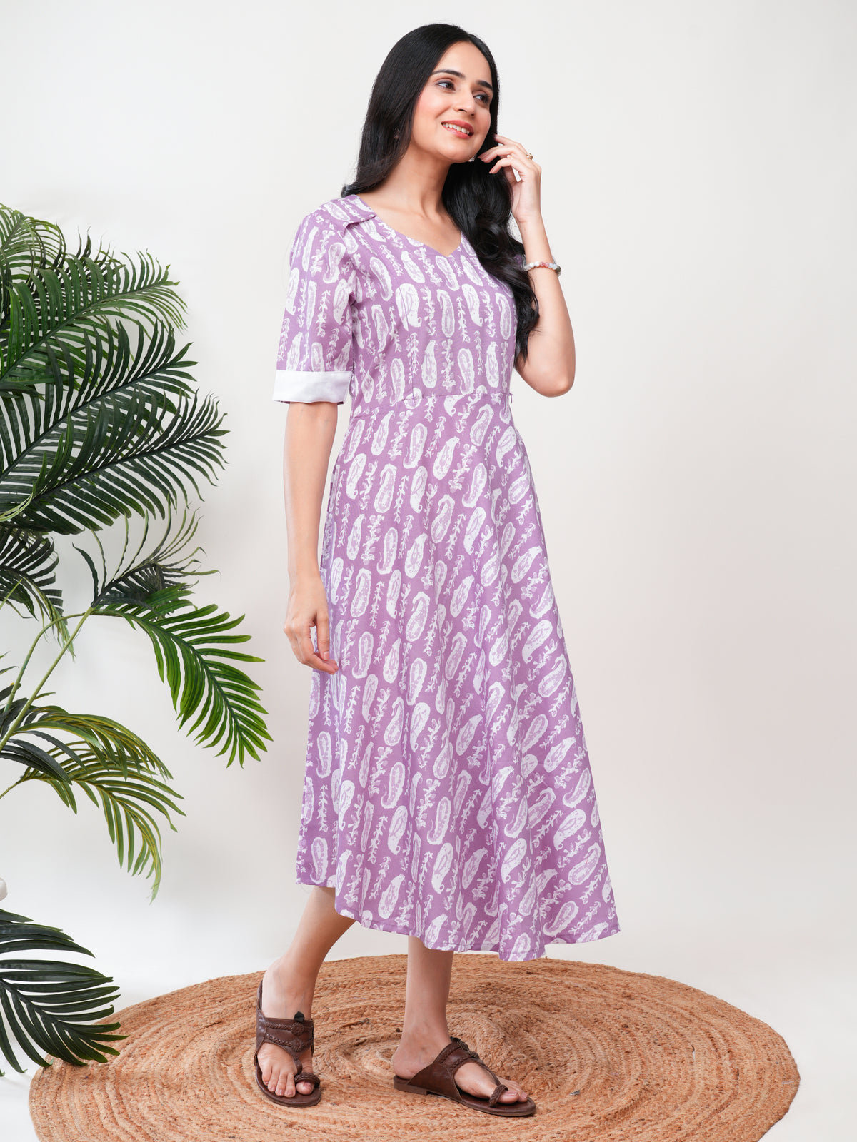 Lavender Print Feeding Single Kurti