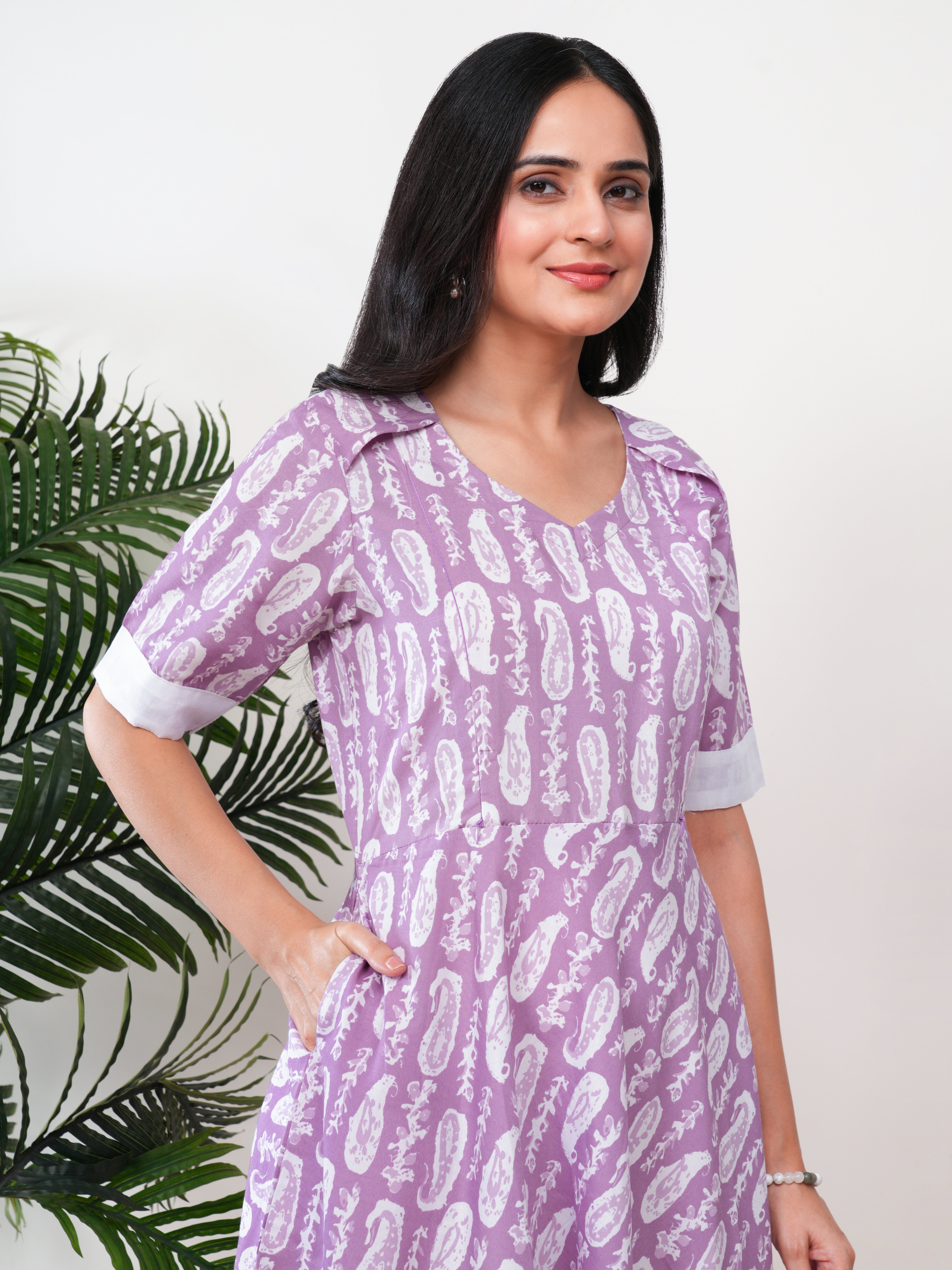 Lavender Print Feeding Single Kurti