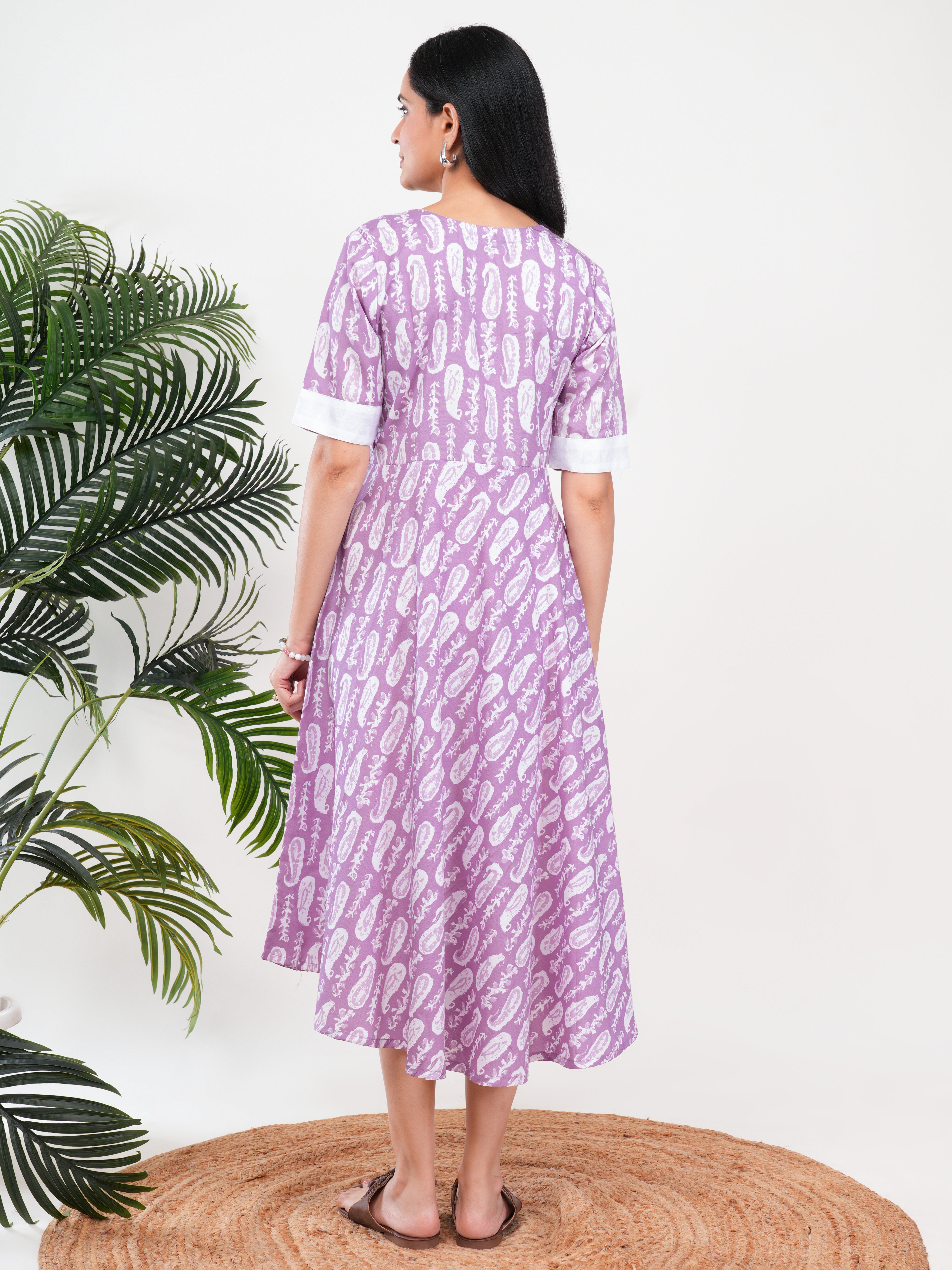 Lavender Print Feeding Single Kurti