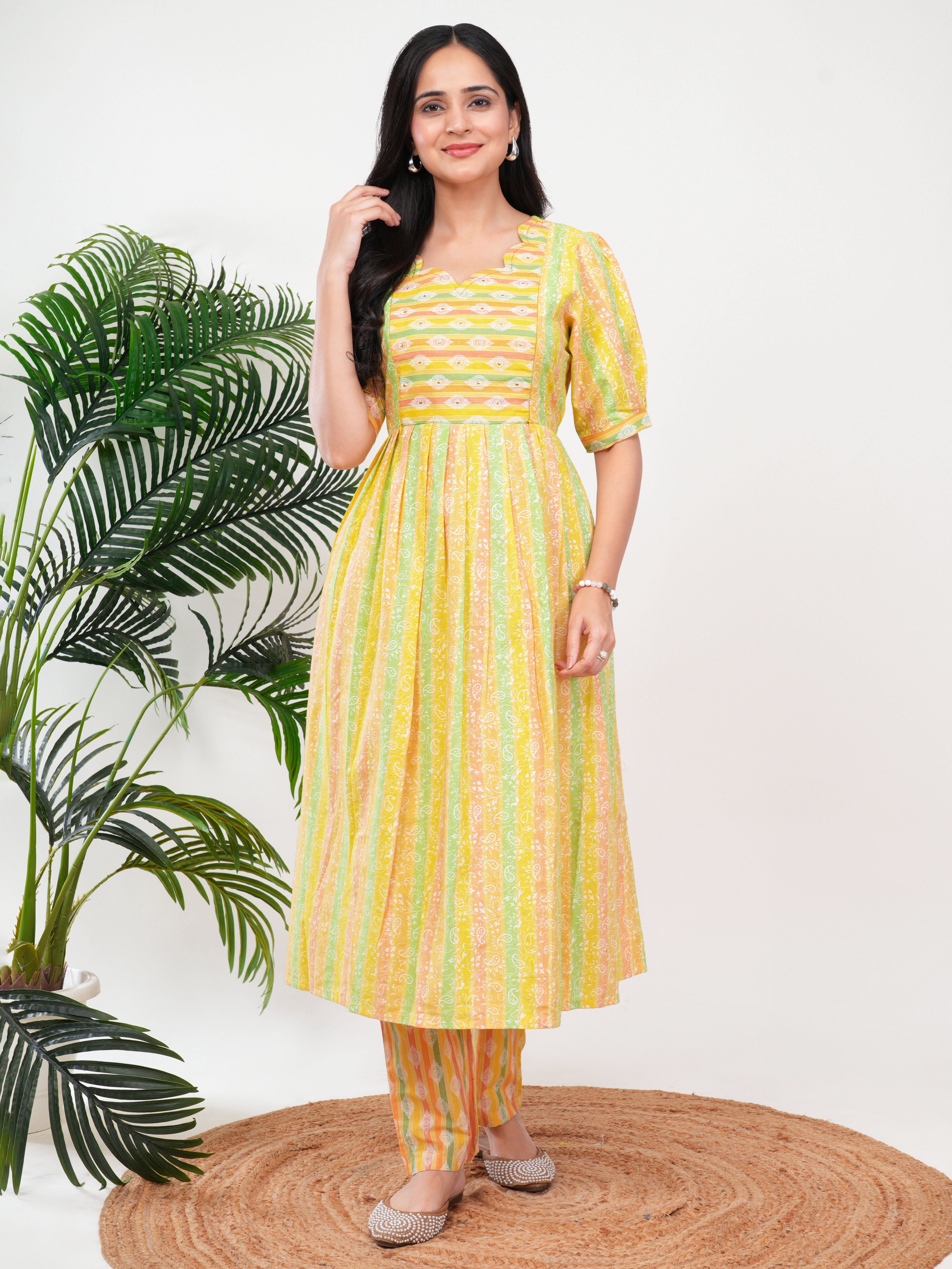 Yellow Green Print Feeding 3Pcs Set