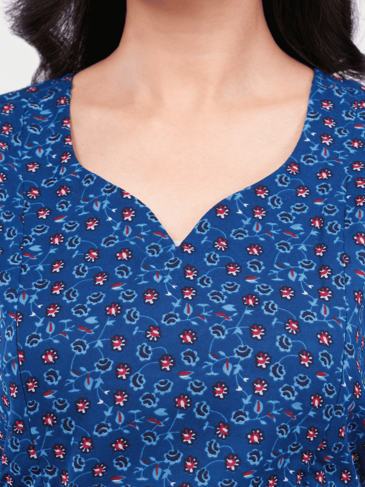 Navy Printed Feeding Single Kurti
