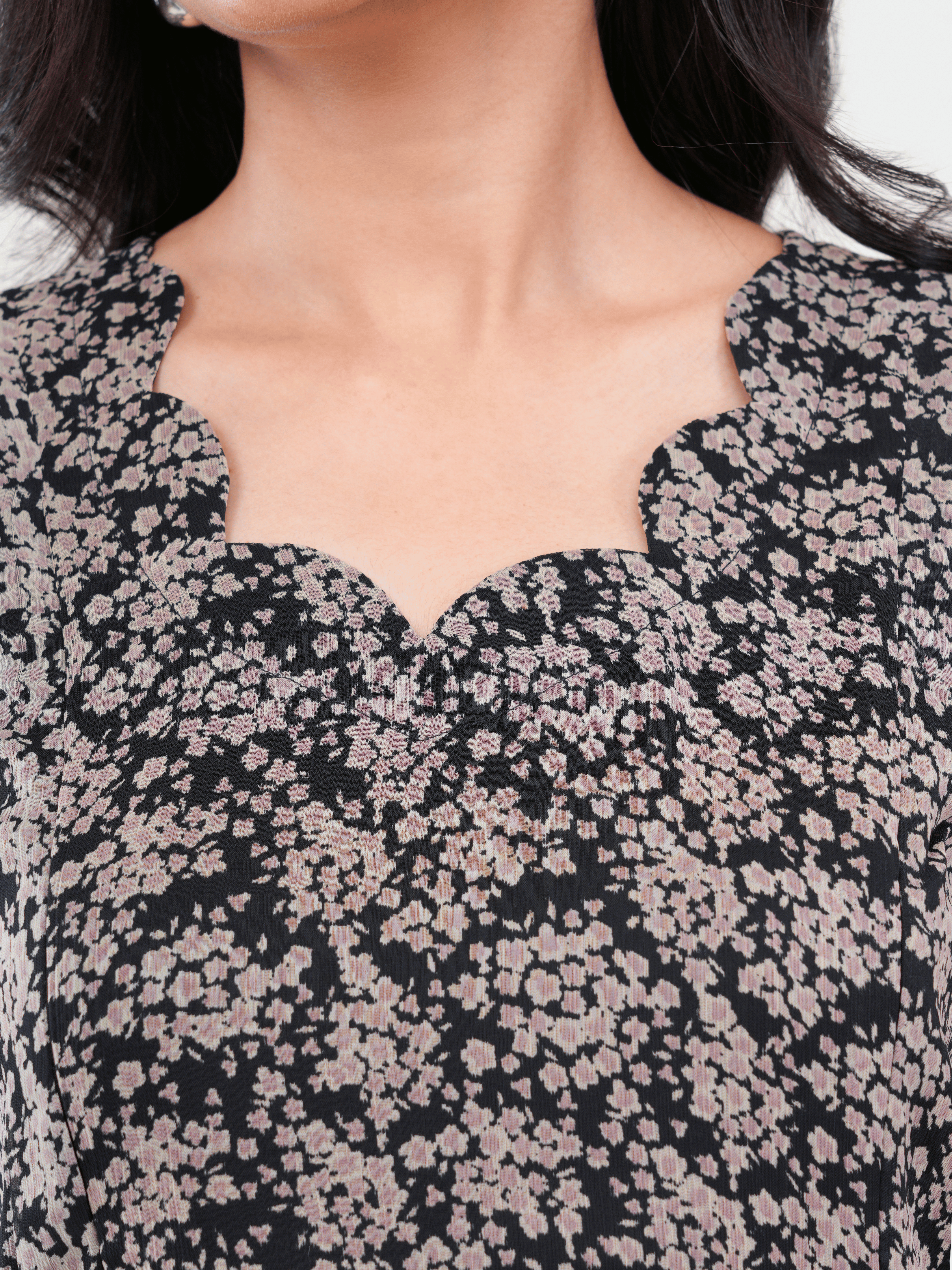 Black Floral Feeding Single Kurti